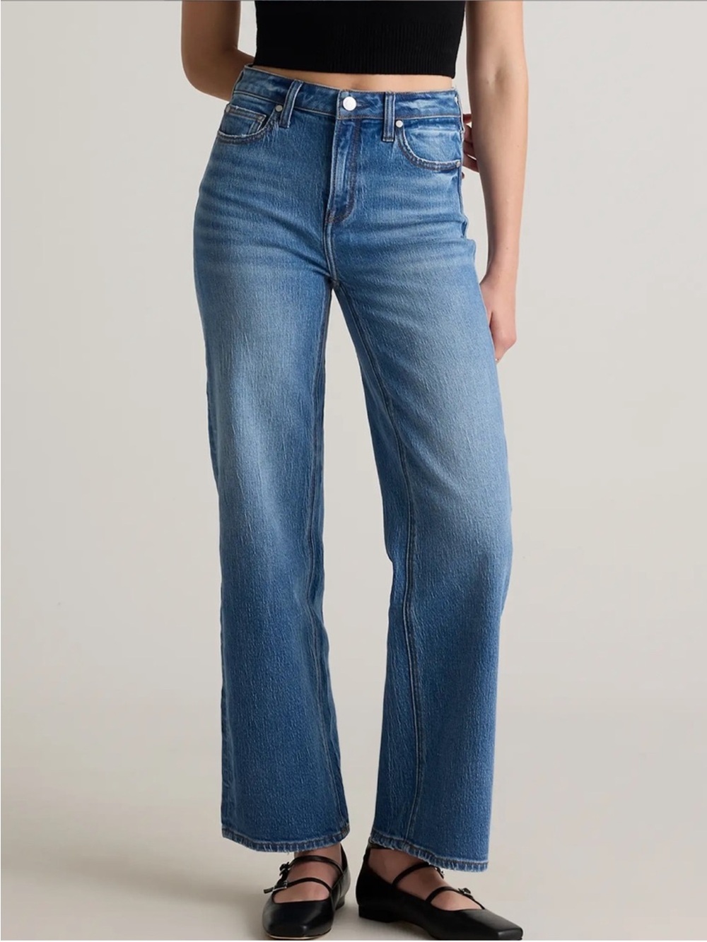 Quince Bella Stretch Jeans *Cut to 21” Inseam Wide Leg Crop Size 33